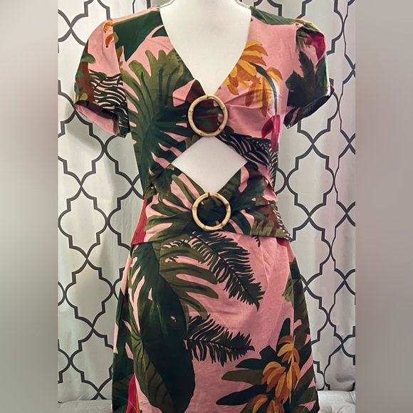 Gorgeous FARM Rio Mini Dress- Pink Cocoa Forest-        Sz. S- NWT - Picture 3 of 16